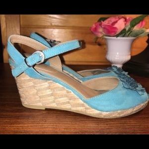Sahara-turquoise wedge espadrille sandals